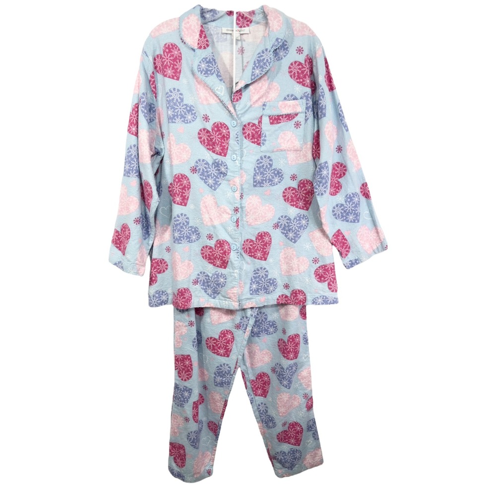 Roamans Dreams Co Plus Size 18‎ 20 Pajama Set Hearts Print Sleepwear Lounge 1053